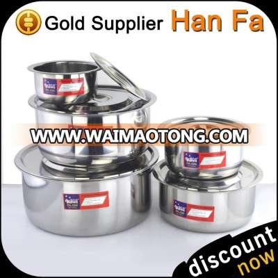 5 pcs cookware bowl set for stainless steel stock pot food container with lid